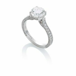 18ct white gold round brilliant cut diamond engagement ring with diamond band