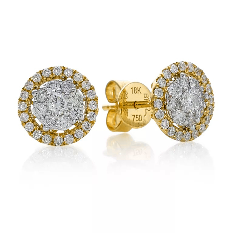 Diamond Cluster Stud Earrings With Halo | Cerrone Jewellers