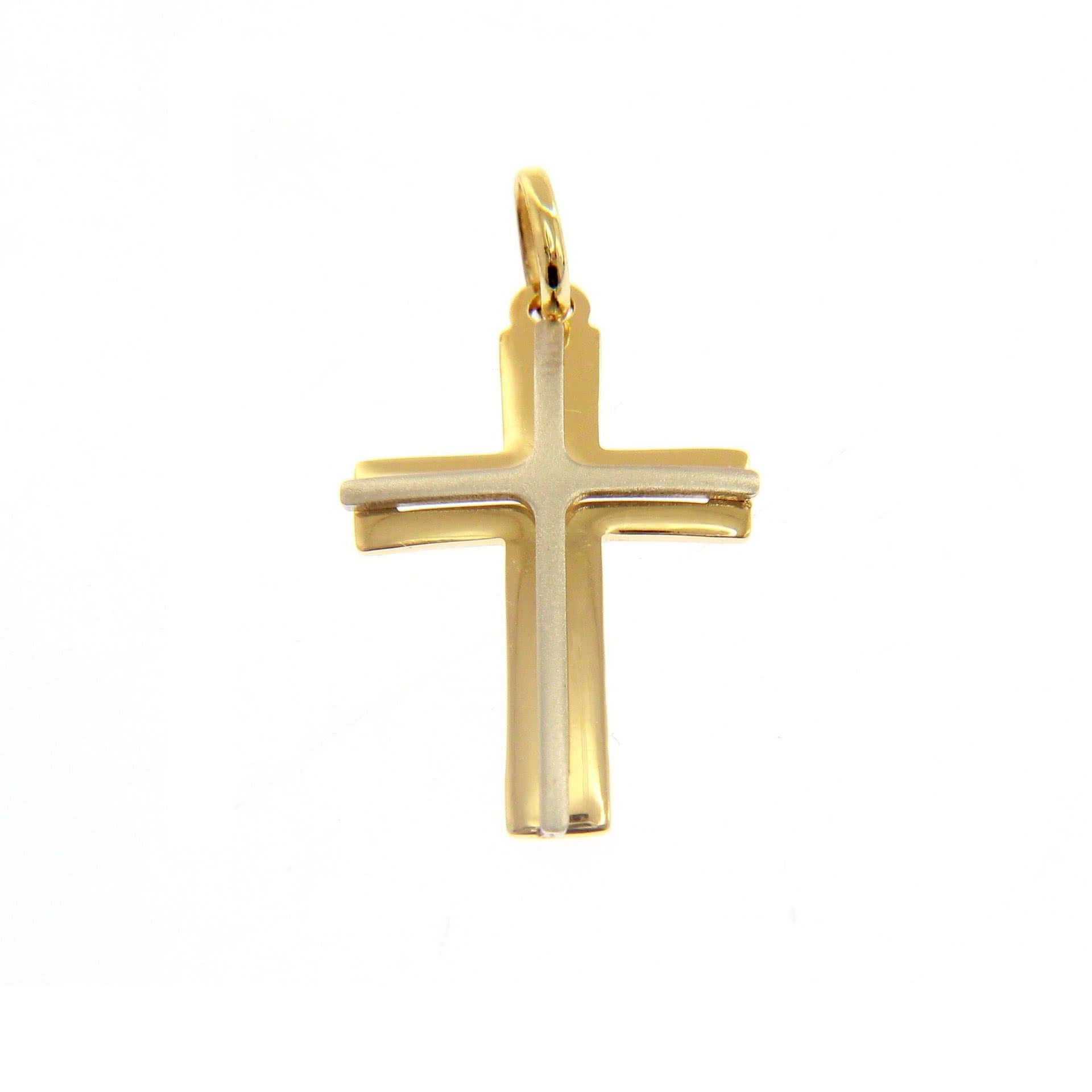 18ct Yellow & White Gold Cross Pendant | Cerrone