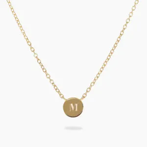 18ct yellow gold necklace with small round plate