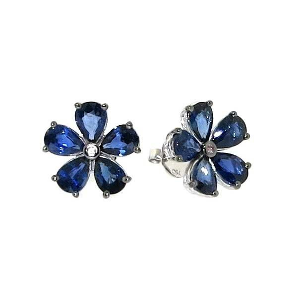 sapphire diamond flower earrings