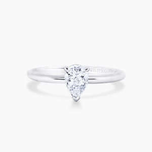 18ct white gold 0.50ct F SI1 pear shape GIA diamond solitaire ring