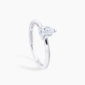 18ct white gold 0.50ct F SI1 pear shape GIA diamond solitaire ring