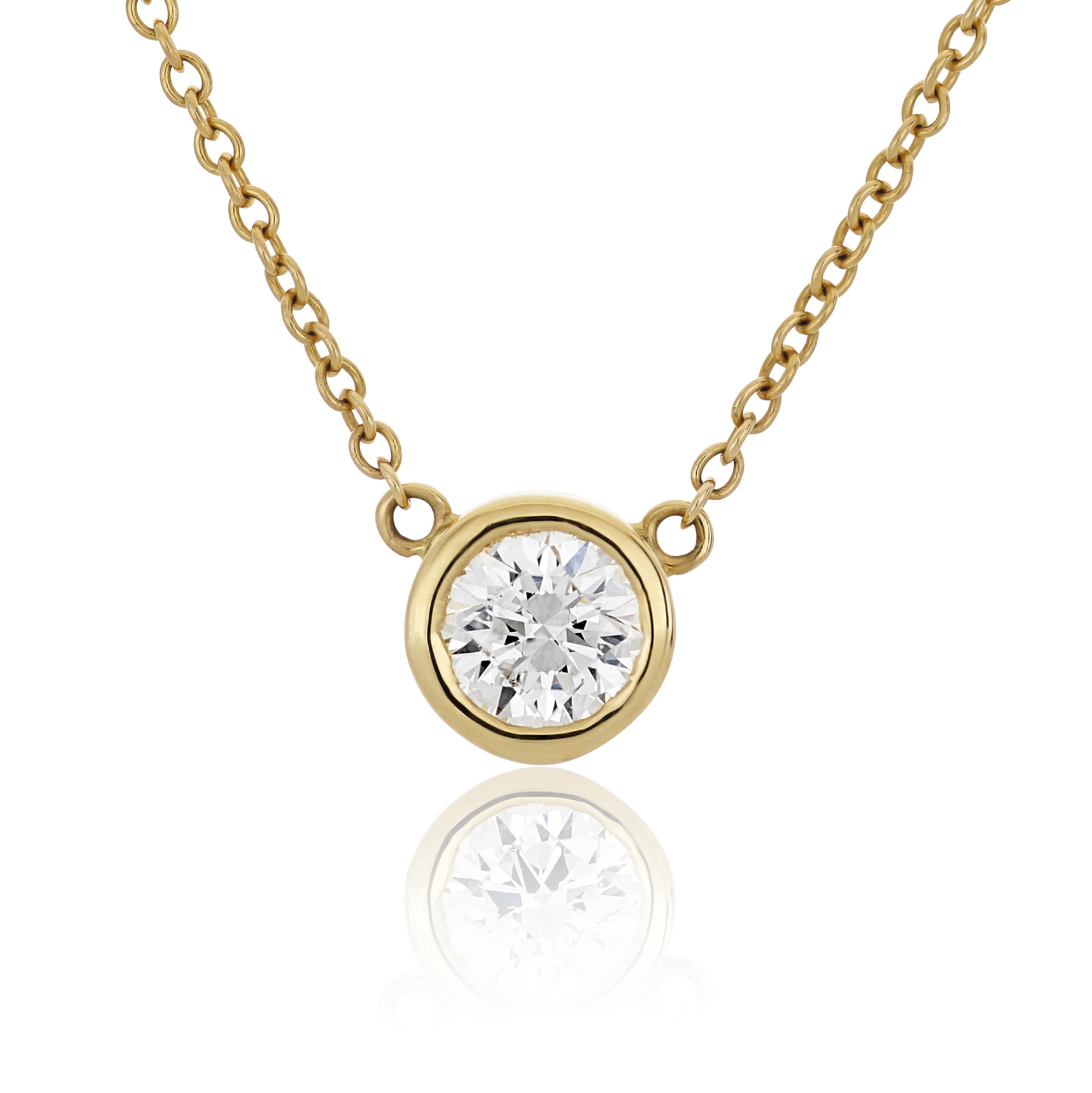 18ct Yellow White Gold Bezel Diamond Necklace | Cerrone