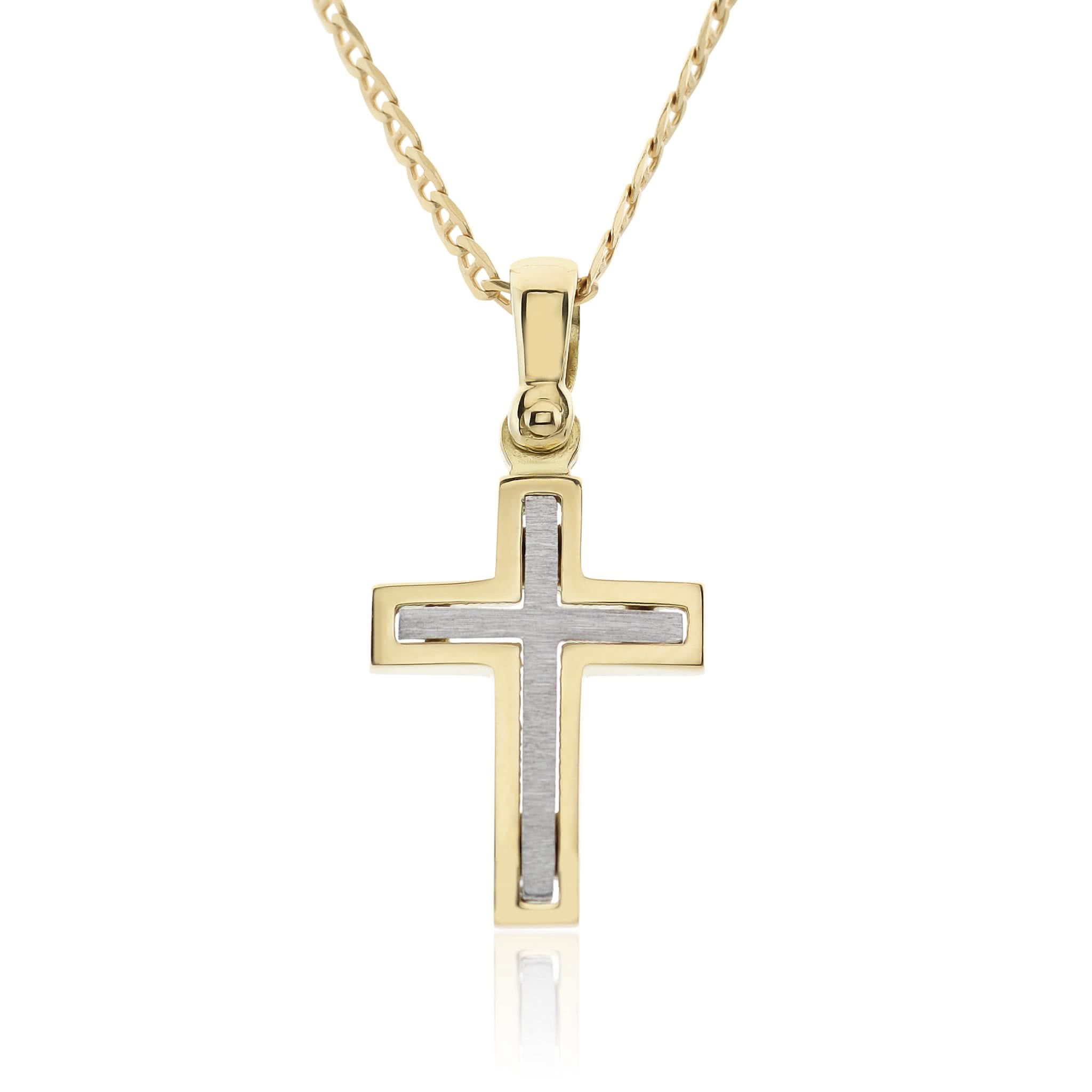 18ct yellow and white gold cross | Religious Jewellery | Cerrone