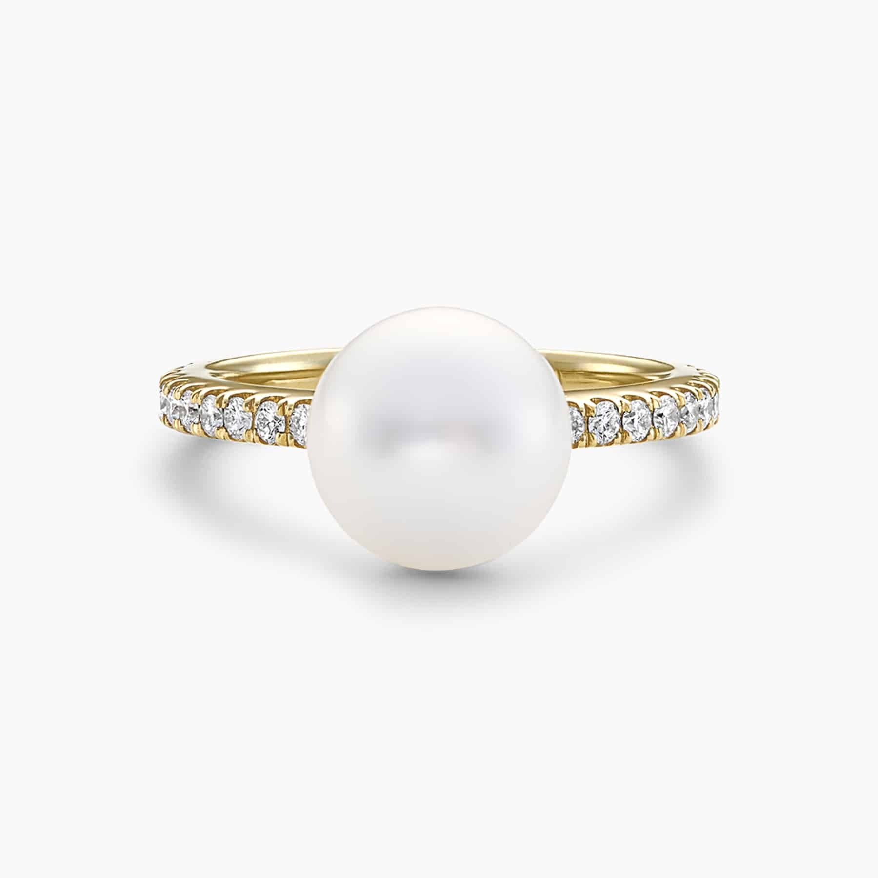 18ct yellow gold 9mm South Sea pearl and diamond ring | Cerrone