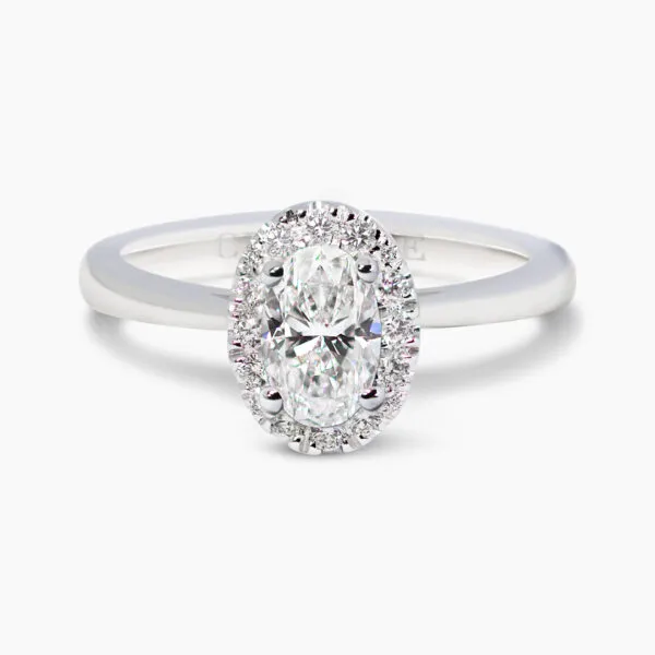 18ct white gold 0.70ct F SI2 oval GIA diamond ring