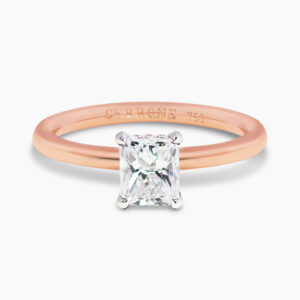 18ct rose and white gold 0.78ct E VS2 radiant GIA diamond ring