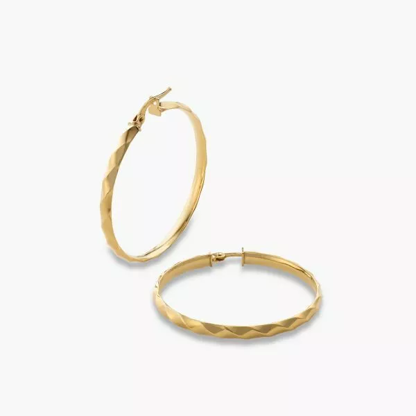 18ct yellow gold plain hoop earrings