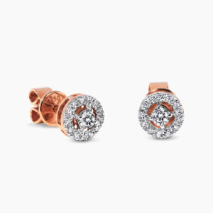 18ct Rose Gold round cluster Diamond Stud Earrings with halo