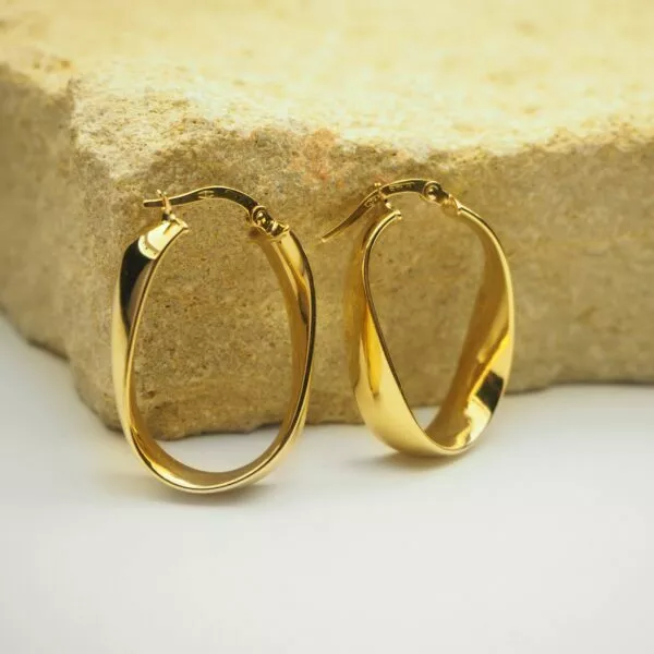 18ct yellow gold flat hoop earrings