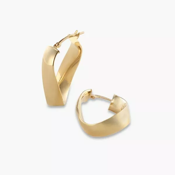 18ct yellow gold flat hoop earrings