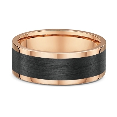9ct rose gold & carbon mens wedding ring | Cerrone Jewellers