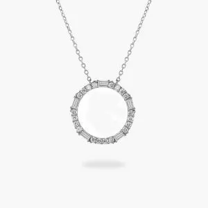 18ct white gold diamond circle necklace