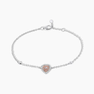 18ct white & rose gold pink & white diamond heart bracelet