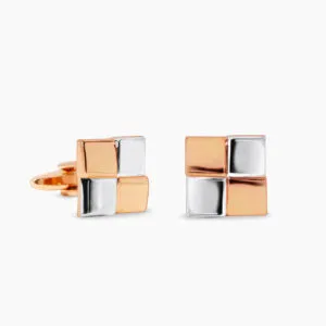 Rhodium plated rose gold square cufflinks