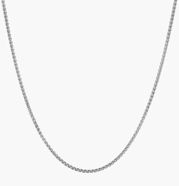 18ct white gold 50cm wheat chain