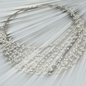 Stainless Steel white gold pearl wire Necklace