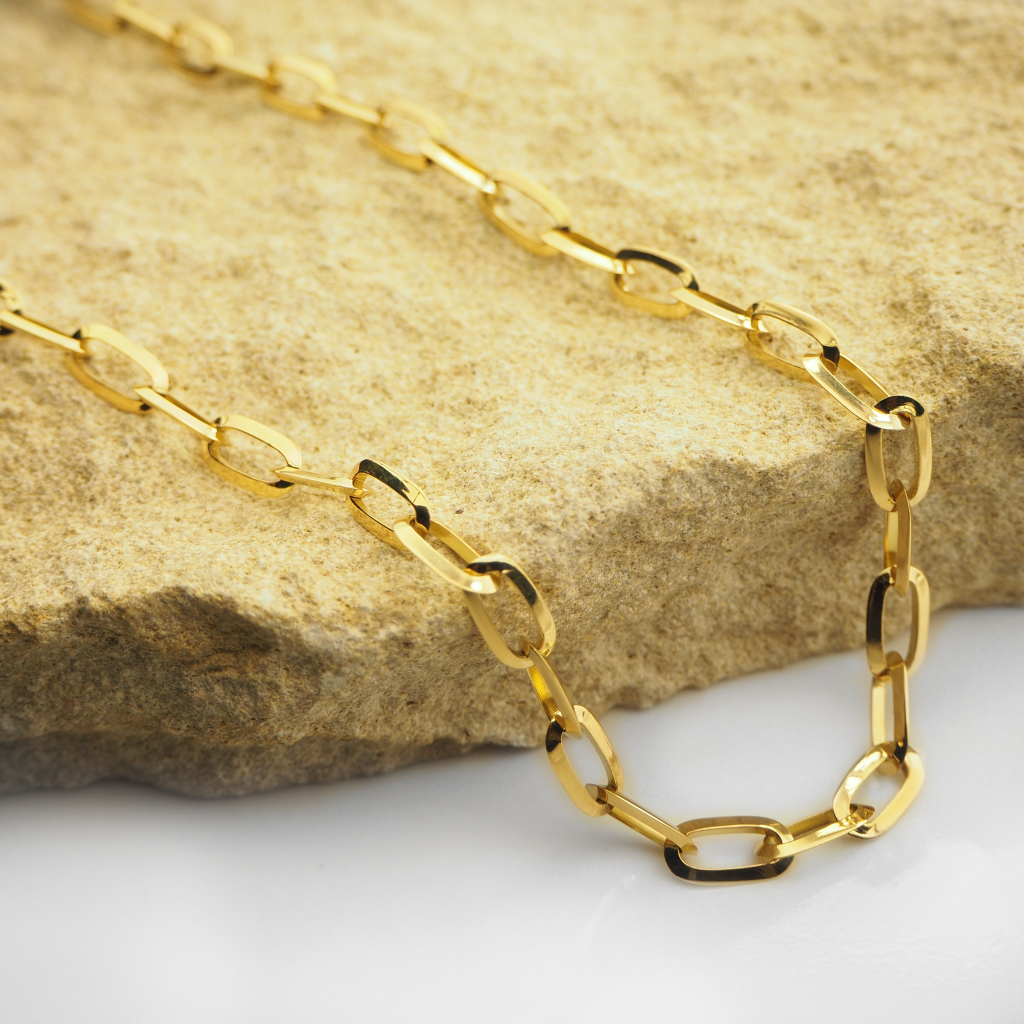 18ct Yellow Gold Faceted Long Link 50cm Chain Cerrone Jewellers