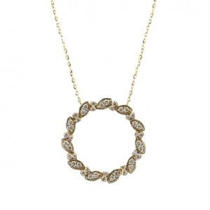 18ct yellow gold diamond circle necklace