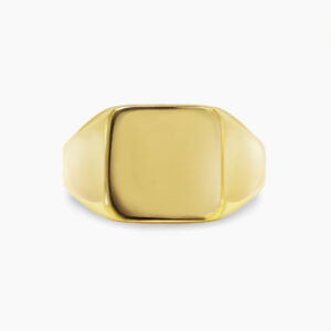 Ion plated 14ct gold polished stainless steel signet ring