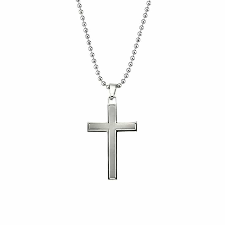 Polished stainless steel cross necklace | Cerrone Jewellers