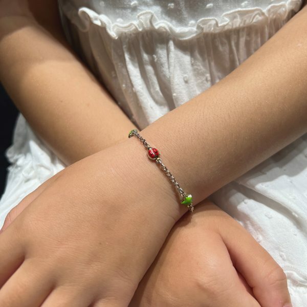 Silver & Multi Coloured Enamel Ladybird & Star Bracelet