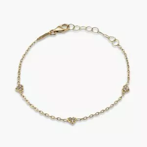 18ct yellow gold baby three hearts cubic zirconia bracelet