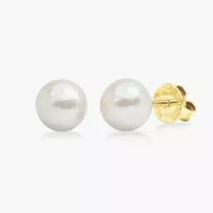 18ct yellow gold pearl stud earrings