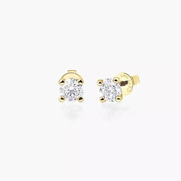 18ct yellow gold 2=0.68ct round diamond stud earrings