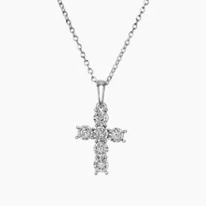 18ct white gold diamond cross necklace