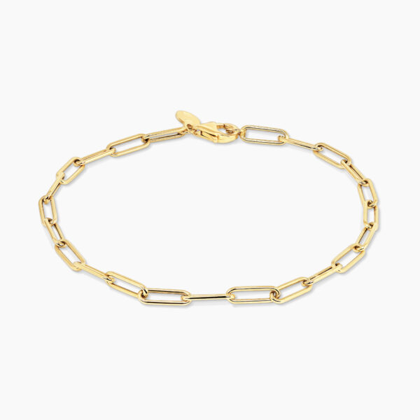 18ct yellow gold fine paperclip link bracelet