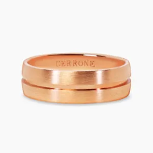 18ct rose gold satin finish with cut out in center gents ring