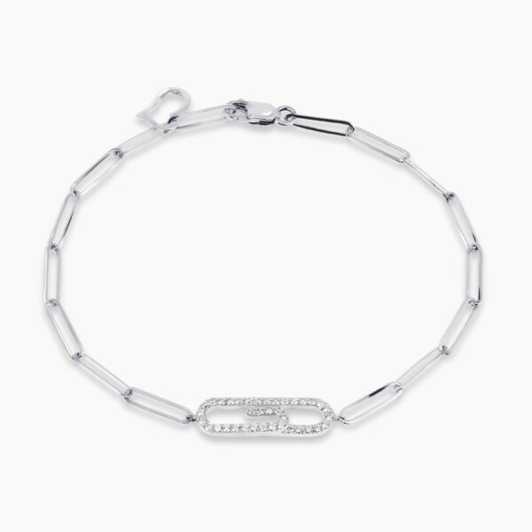 18ct white gold diamond paperclip bracelet