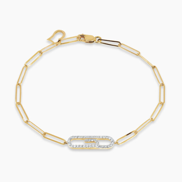 18ct yellow gold diamond paperclip bracelet