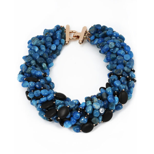 Onyx and apatite beads with gold plated silver fittings necklace