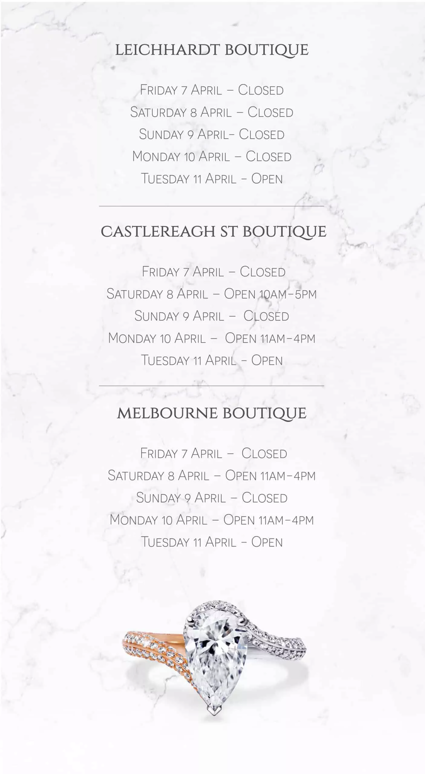 Cerrone Easter Boutique Trading Hours