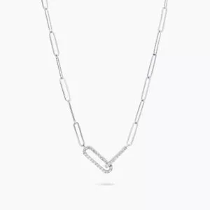 18ct white gold diamond paperclip necklace