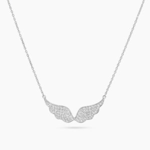 18ct white gold diamond angel wings necklace