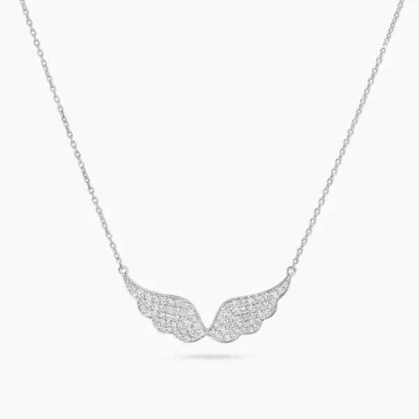 18ct white gold diamond angel wings necklace