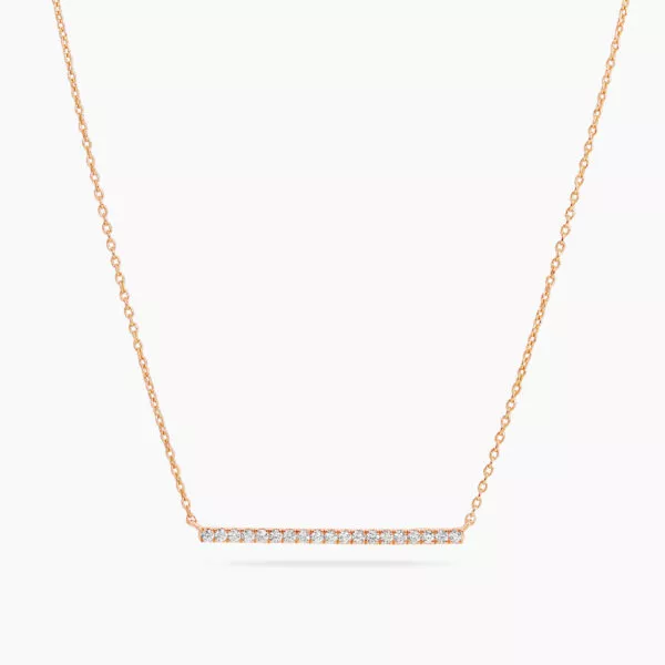 18ct rose gold diamond bar necklace