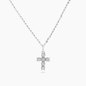 18ct white gold diamond cross necklace