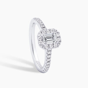 18ct white gold 0.50ct E VS1 emerald cut GIA diamond ring