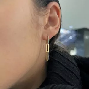 18ct yellow gold diamond paperclip drop earrings