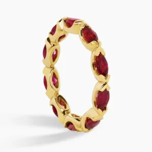 18ct yellow gold marquise cut ruby ring