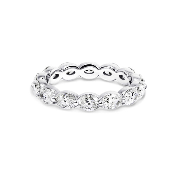 18ct white gold oval cut diamond band