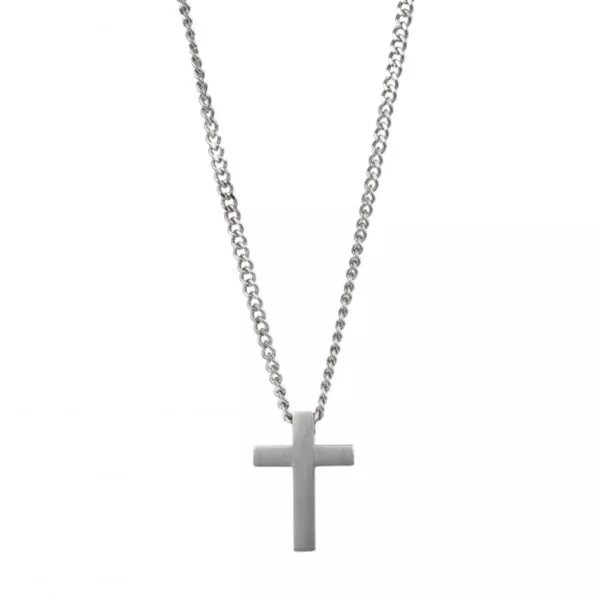 Brushed Stainless Steel Cross necklace