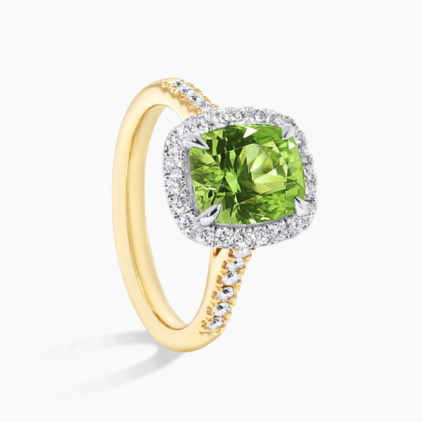 18ct white and yellow gold 2.98ct peridot and diamond ring