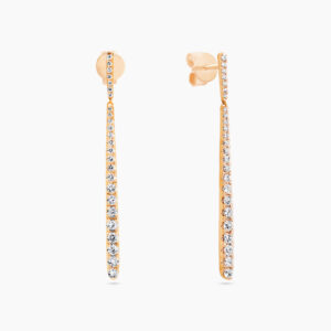 18ct rose gold diamond claw set drop earrings