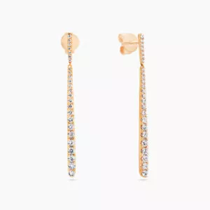 18ct rose gold diamond claw set drop earrings